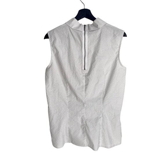 Worthington Striped Sleeveless Ruffle Front Cotton Blend  Blouse L - Picture 4 of 8